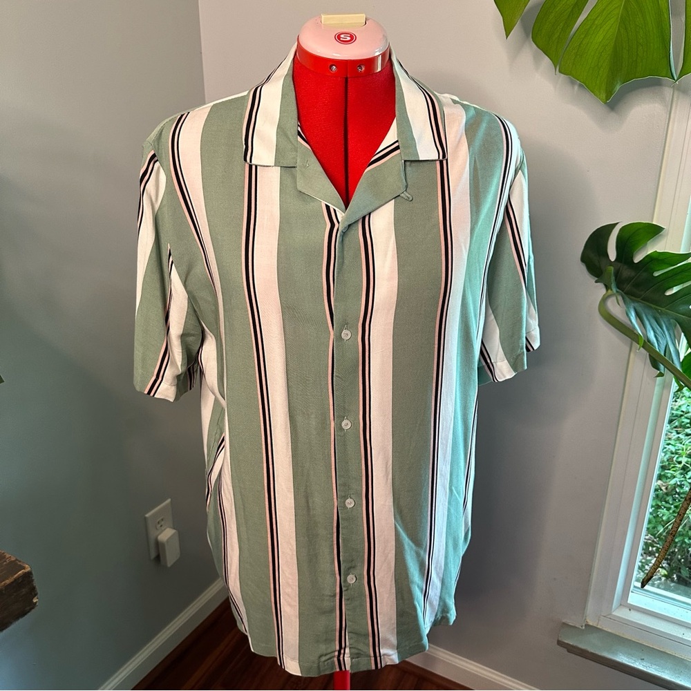 Vintage Inspired Striped Button Up, sz L